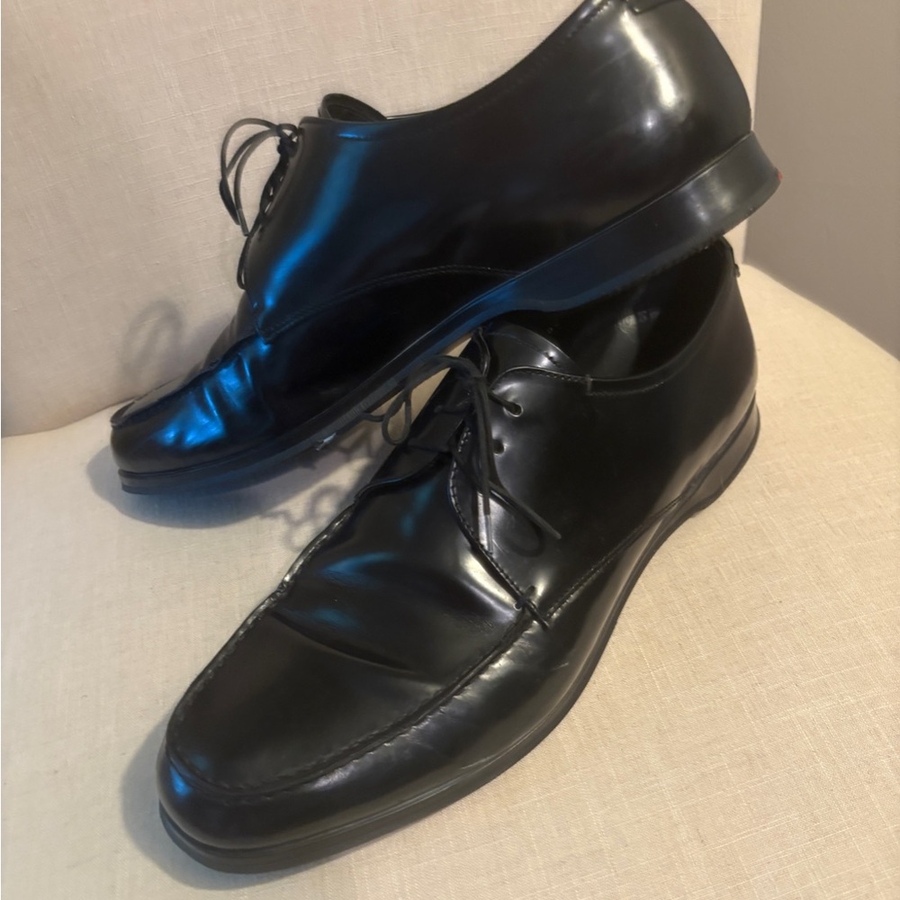 Prada Black Leather Oxfords